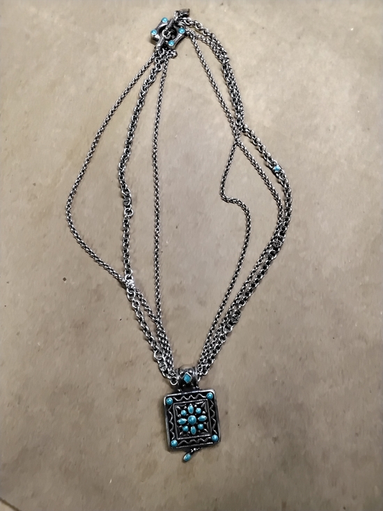 Brighton Jewelry - Brighton Silver-Tone Multi-Strand Necklace with Turquoise Accents 16" Long